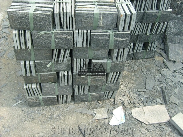 Quartzite Mushroom Wall Cladding Black Color