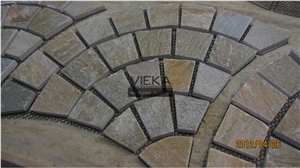 Random Flagstone Mats Black Slate Landscaping Stone Paving on Mesh P014 beige Slate