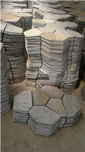 Random Flagstone Mats Black Slate Landscaping Stone Paving on Mesh Slate