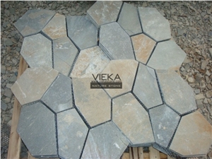 Random Slate Flagstone Paver Walkway Driveway, Beige Slate Flagstone
