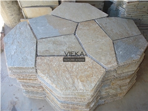 Random Slate Flagstone Paver Walkway Driveway, Beige Slate Flagstone