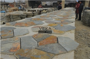 Rusty Slate Stone Random Flagstone Mats Multicolor