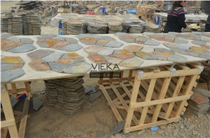Rusty Slate Stone Random Flagstone Mats Multicolor