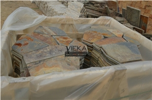Rusty Slate Stone Random Flagstone Mats Multicolor