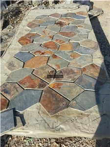 Rusty Slate Stone Random Flagstone Multicolor Mats, Brown Slate Flagstone