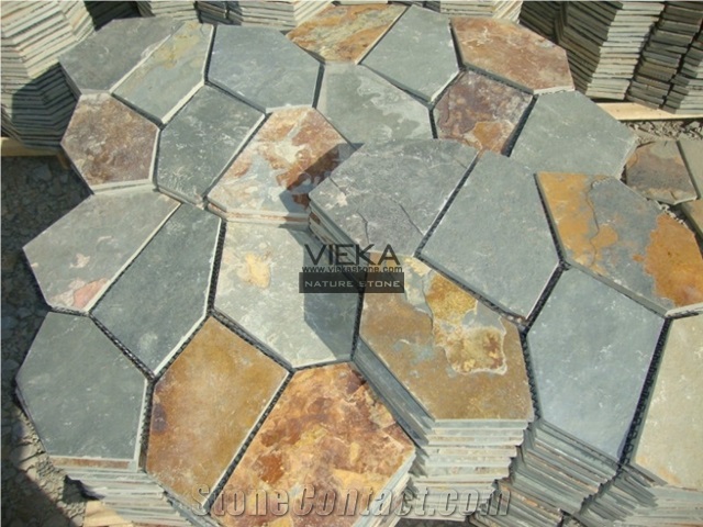 Rusty Slate Stone Random Flagstone Multicolor Mats, Brown Slate Flagstone