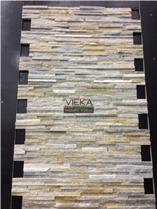 Slate & Quartzite Culture Stone Panel,Wall Panel,Ledge Stone,Veneer,Stacked Stone for Wall Cladding 60x15cm P014 Beige Yellow Slate Waterfall Shape