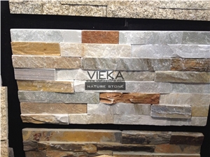 Slate & Quartzite Culture Stone Panel,Wall Panel,Ledge Stone,Veneer,Stacked Stone for Wall Cladding 60x15cm P014 Flat + Rockface