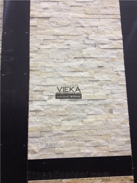 Slate & Quartzite Culture Stone Panel,Wall Panel,Ledge Stone,Veneer,Stacked Stone for Wall Cladding 60x15cm Rectangle White Quartzite