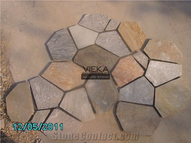 Slate Stone Random Flagstone Mats Beige Yellow Slate