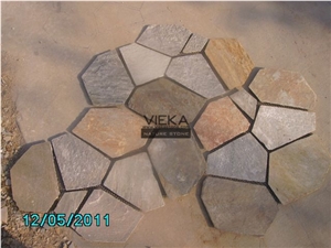 Slate Stone Random Flagstone Mats Beige Yellow Slate