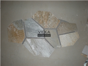Slate Stone Random Flagstone Mats Beige Yellow Slate