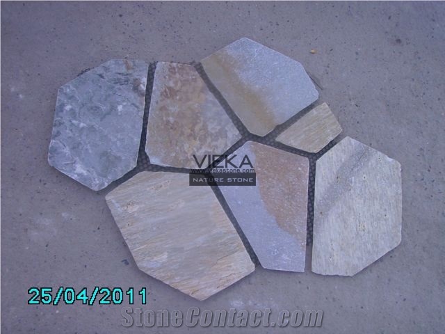 Slate Stone Random Flagstone Mats Beige Yellow Slate
