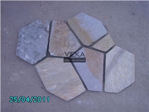 Slate Stone Random Flagstone Mats Beige Yellow Slate