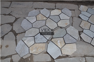 Slate Stone Random Flagstone Mats Beige Yellow Slate