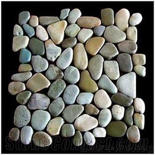 Green Pebble Tiles 30x30 - Green Pebbles on Mesh - Producer / Exporter Directly from Indonesia