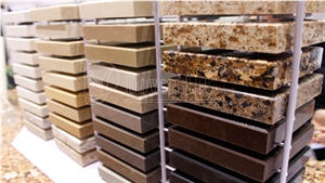 Brazil Persa Gold Nature Stone Granite Vanity Countertop with Ceramic Sink and Flat Edge Polish