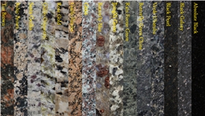 Brazil Persa Gold Nature Stone Granite Vanity Countertop with Ceramic Sink and Flat Edge Polish