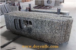 Gialle Golden Autumn Chinese Granite Counter Tops & Flat Edge, Giallo Golden Autumn Yellow Granite Kitchen Countertops