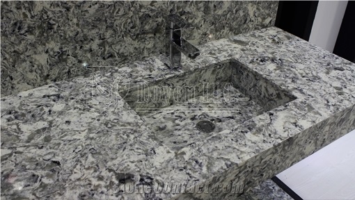 Yellow & White Quartz Stone for Vanity Top, Tile & Island Kitchen Counters