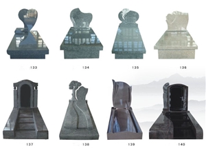 European Granite Tombstones Custom Monuments Cemetery Headstone, Green Granite Custom Monuments