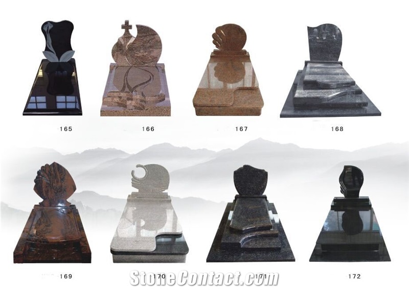 European Granite Tombstones Custom Monuments Cemetery Headstone, Green Granite Custom Monuments