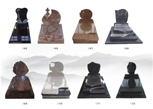 European Granite Tombstones Custom Monuments Cemetery Headstone, Green Granite Custom Monuments