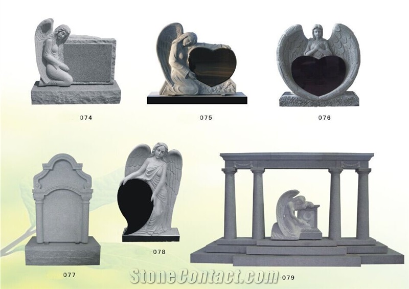 European Granite Tombstones Custom Monuments Cemetery Headstone, Green Granite Custom Monuments