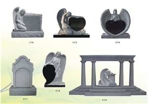 European Granite Tombstones Custom Monuments Cemetery Headstone, Green Granite Custom Monuments
