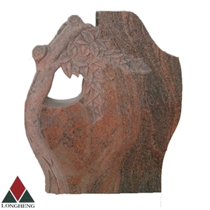 Green Granite Engraved Headstones Tree Carved Monuments Tombstone