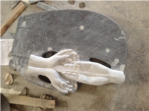 Green Granite Engraved Headstones Tree Carved Monuments Tombstone