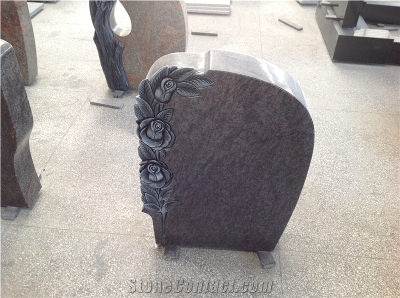Green Granite Engraved Headstones Tree Carved Monuments Tombstone