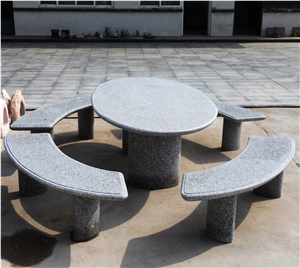 Grey Granite Table & Bench for Garden