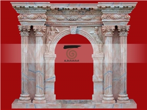 Hand Carved Marble Column Design Fireplace Mantel Surround Hearth