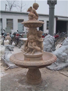 Hand Carved Marble Water Fountain Brown Marble Fountain Sculpture
