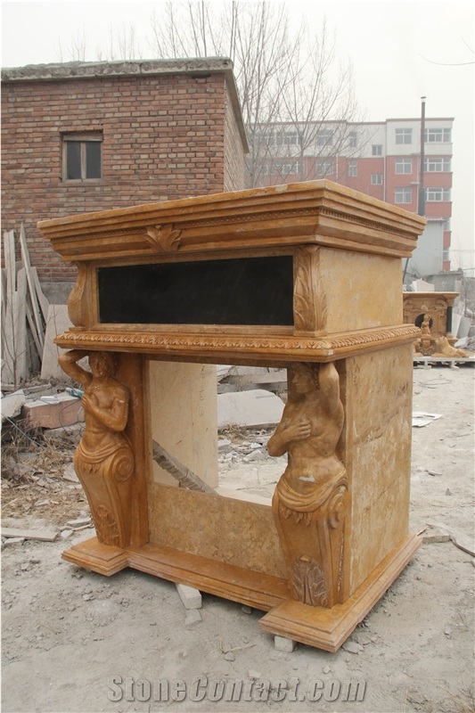 Luxurious Hand Carved Marble Double Fireplace Mantel