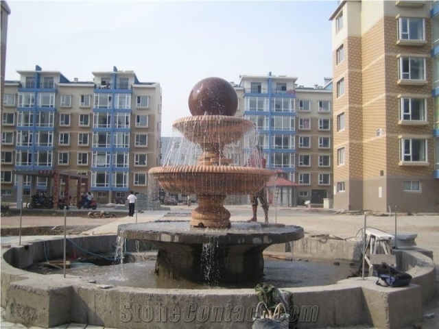 Marble Ball Water Fountain, Pink Marble Fountain