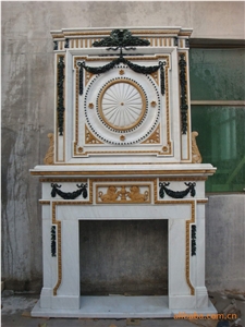Multicolor Marble Double Fireplace in Custom Size