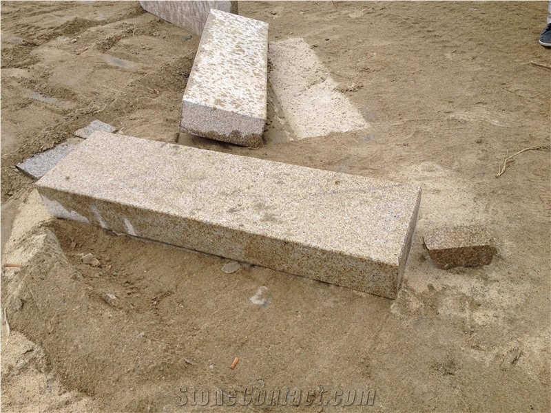 Bush Hammered G350 Yellow Granite Block Steps