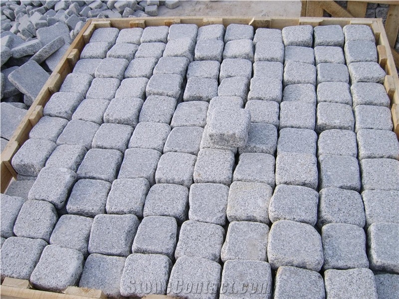 Cubes Grey Bush Hammered, Grey Granite Cube Stone & Pavers