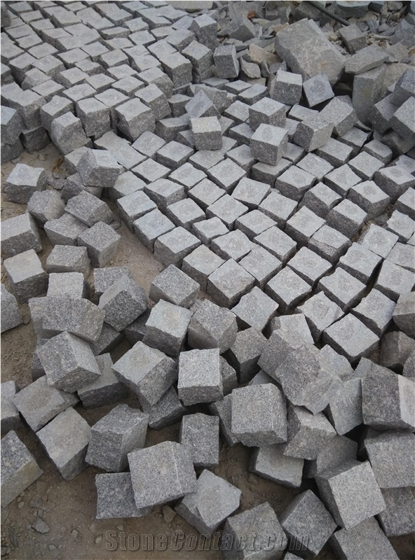 Cubes Grey Bush Hammered, Grey Granite Cube Stone & Pavers