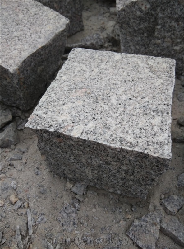 Cubes Grey Bush Hammered, Grey Granite Cube Stone & Pavers
