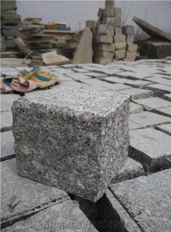 Cubes Grey Bush Hammered, Grey Granite Cube Stone & Pavers
