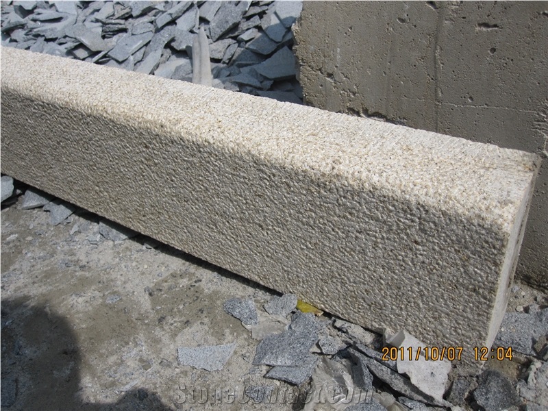France Kerbstone Top and Front Bush Hammered, Chamfer Polished