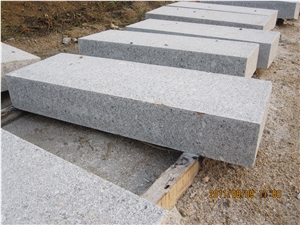 G341 Granite Flamed Block Step, Grey Granite Steps