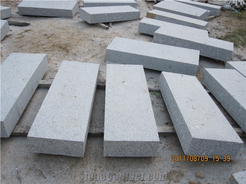 G341 Granite Flamed Block Steps, Grey Granite Steps