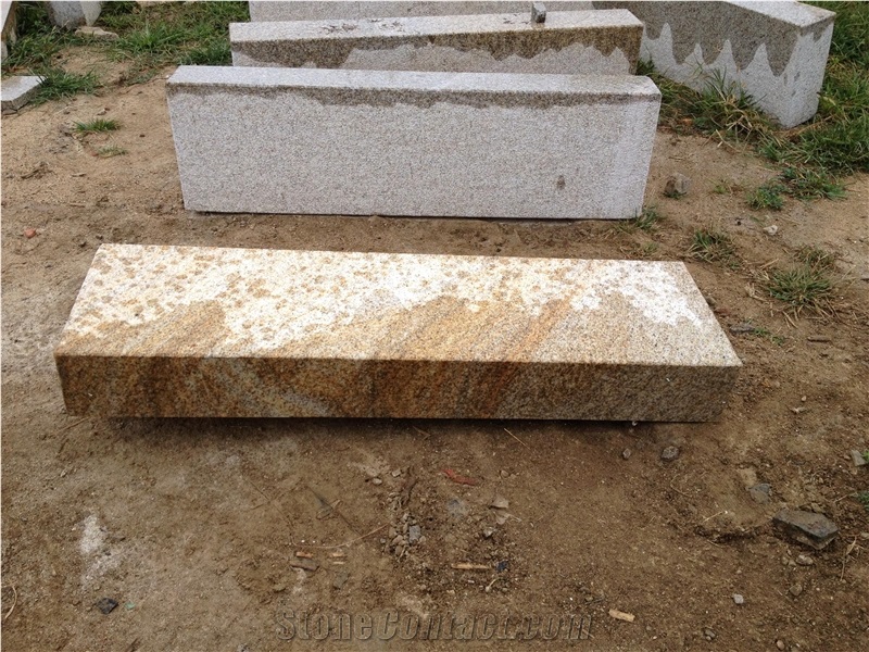 G350 Yellow Block Steps Bush Hammered