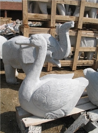 Granite Garden Animals & Bench, New G603 Grey Granite Garden