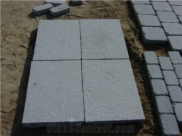 Light Grey Flamed Pavers,, G341 Grey Granite Cube Stone & Pavers