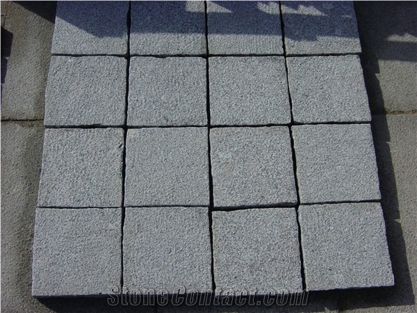 Light Grey Flamed Pavers,, G341 Grey Granite Cube Stone & Pavers